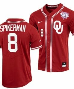 John Spikerman Jersey Oklahoma Sooners Baseball NCAA College Crimson 125th Season Full-Button #8