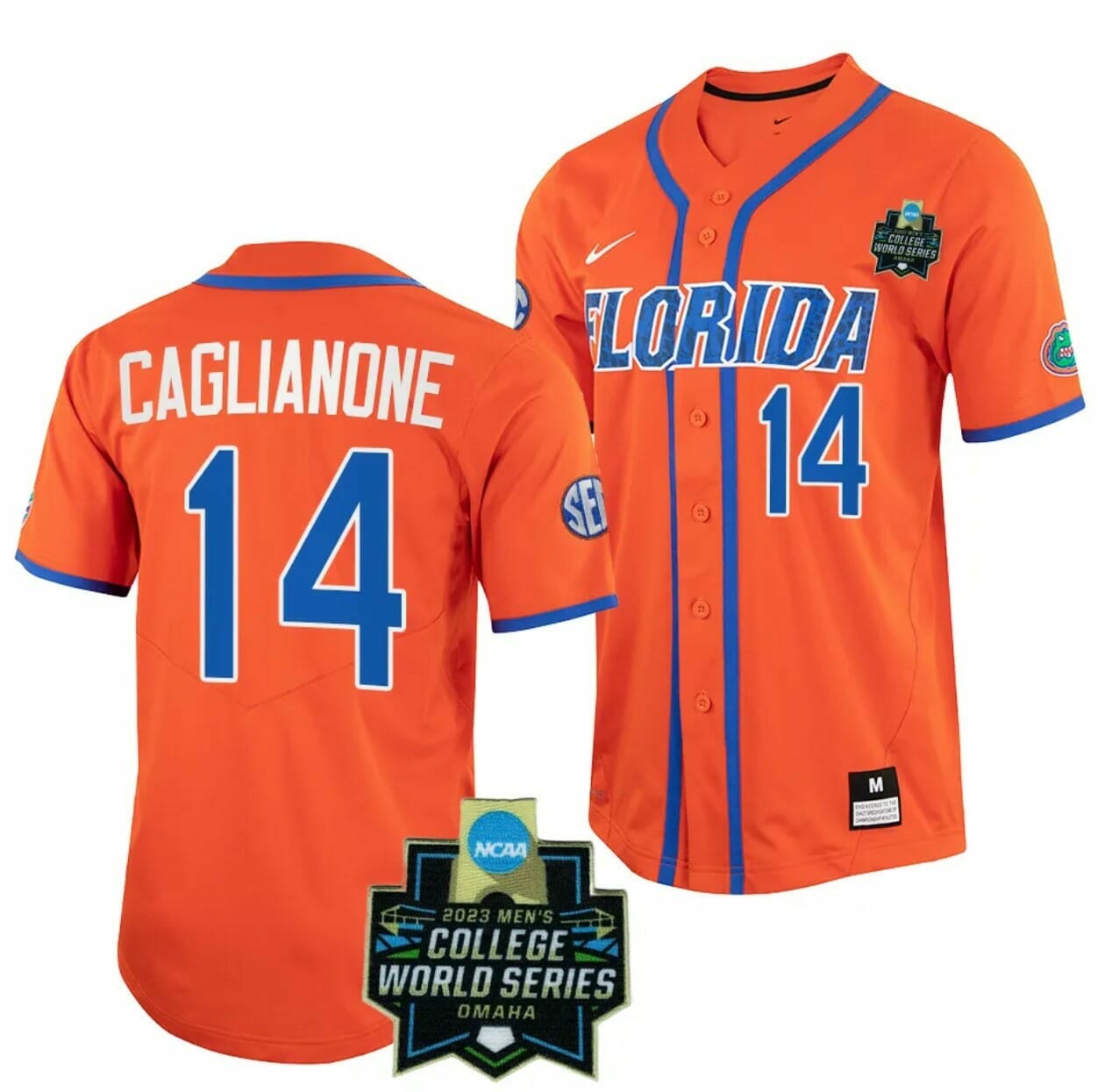 Jac Caglianone Jersey Florida Gators #14 Orange NCAA 2023 College World Series Baseball