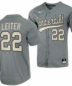 Jack Leiter Jersey Vanderbilt Commodores College Baseball Full-Button Grey #22