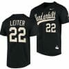 Jack Leiter Jersey Vanderbilt Commodores College Baseball Replica Black 22