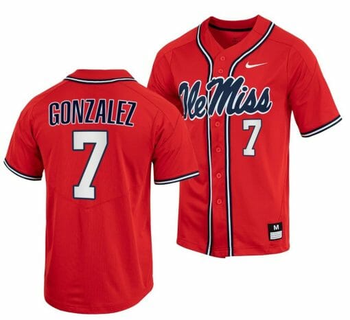 Jacob Gonzalez Jersey Ole Miss Rebels College Baseball White #7
