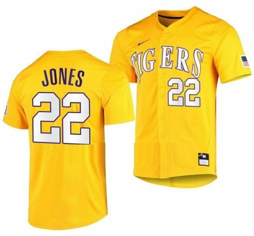 Jared Jones Jersey Lsu Tigers Baseball NCAA College Vapor Untouchable Elite Gold #22