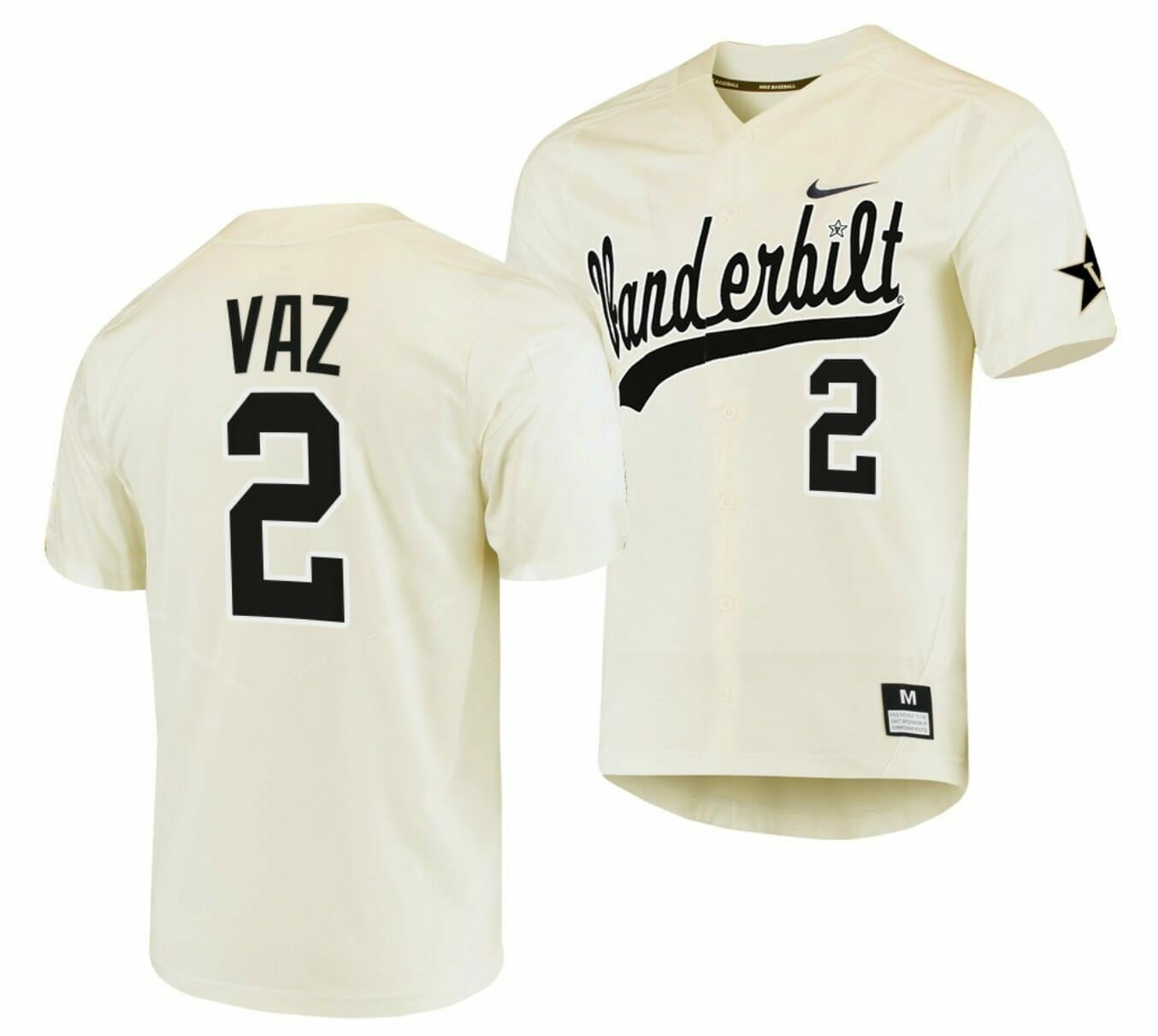 Javier Vaz Jersey Vanderbilt Commodores College Baseball Replica Cream #2