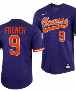 Jonathan French Jersey Clemson Tigers College Baseball Purple Full-Button #9