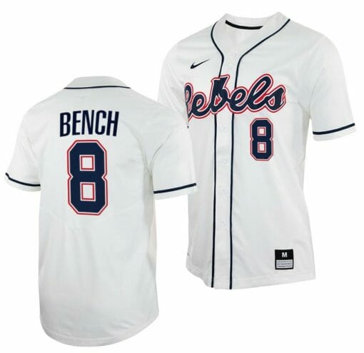 Justin Bench Jersey Ole Miss Rebels College Baseball White #8