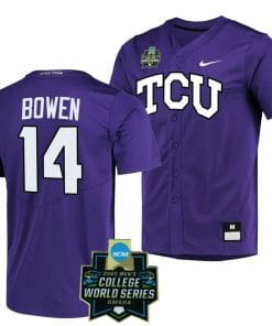 Karson Bowen Jersey TCU Horned Frogs Baseball NCAA 2023 College World Series Purple #14