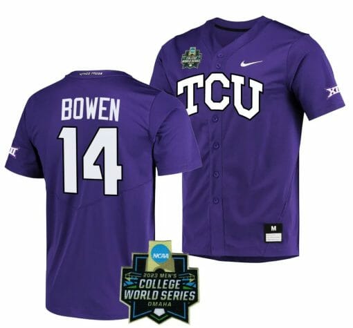 Karson Bowen Jersey TCU Horned Frogs Baseball NCAA 2023 College World Series Purple #14