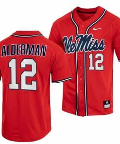 Kemp Alderman Jersey Ole Miss Rebels College Baseball Red #12