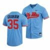 Kevin Graham Jersey Ole Miss Rebels College Baseball Full Button Blue 35