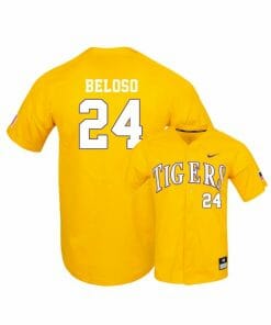 LSU Tigers 24 Cade Beloso Yellow Elite College Baseball Jersey
