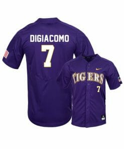 LSU Tigers 7 Giovanni DiGiacomo Purple Elite College Baseball Jersey