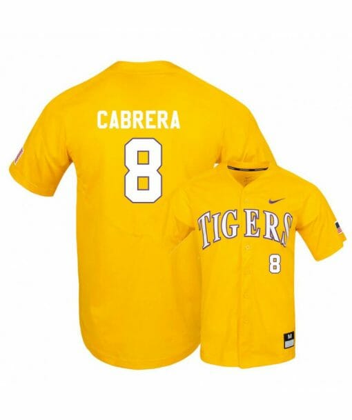 LSU Tigers 8 Daniel Cabrera Yellow Elite College Baseball Jersey