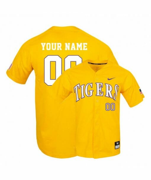 LSU Tigers Yellow Elite Custom Name and Number College Baseball Jersey