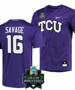 Luke Savage Jersey TCU Horned Frogs Baseball NCAA 2023 College World Series Purple #16