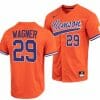 Max Wagner Jersey Clemson Tigers College Baseball Orange Full Button 29