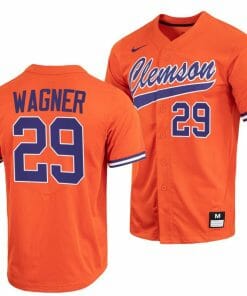 Max Wagner Jersey Clemson Tigers College Baseball Orange Full-Button #29