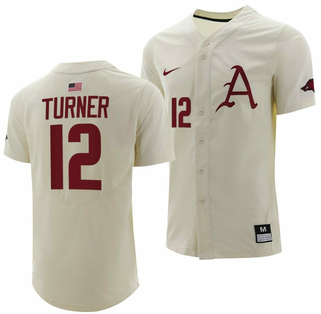 Michael Turner Jersey Arkansas Razorbacks College Baseball Full-Button Natural #12