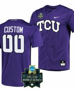 Custom TCU Horned Frogs Jersey Name and Number Baseball NCAA 2023 College World Series Purple #00