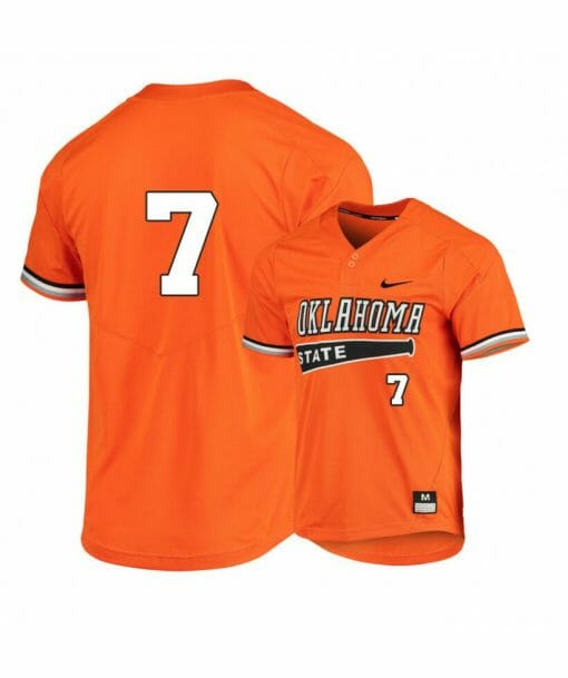 Oklahoma State Cowboys 7 Max Hewitt Orange Elite Baseball Jersey