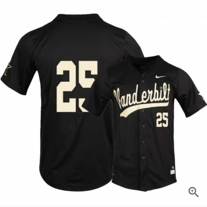 Parker Noland Jersey Vanderbilt Commodores Baseball NCAA College Black Alumni #25