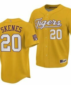 Paul Skenes Jersey LSU Tigers NCAA Baseball 2023 College World Series Champions Gold #20