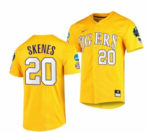 Paul Skenes Jersey LSU Tigers NCAA Baseball 2023 College World Series Gold #20