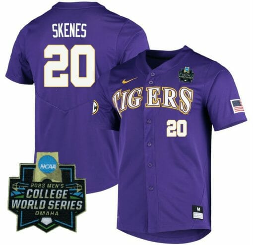 Paul Skenes Jersey LSU Tigers NCAA Baseball 2023 College World Series Purple #20
