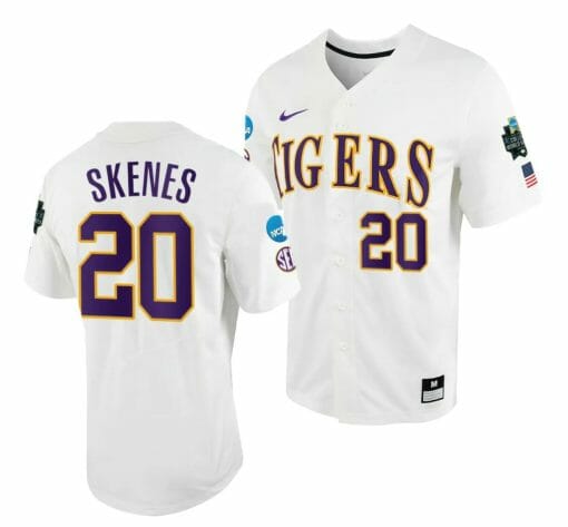 Paul Skenes Jersey LSU Tigers NCAA Baseball 2023 College World Series White #20