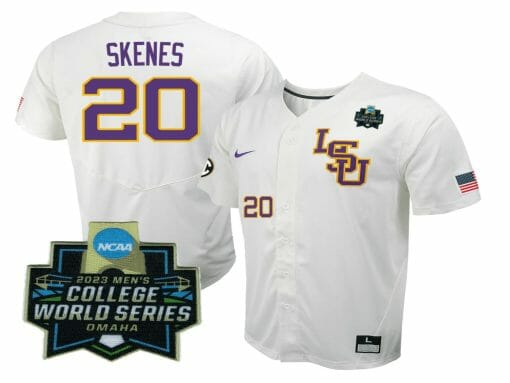 Paul Skenes Jersey LSU Tigers NCAA Baseball 2023 College World Series White #20
