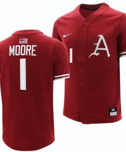 Robert Moore Jersey Arkansas Razorbacks Baseball NCAA College Cardinal #1