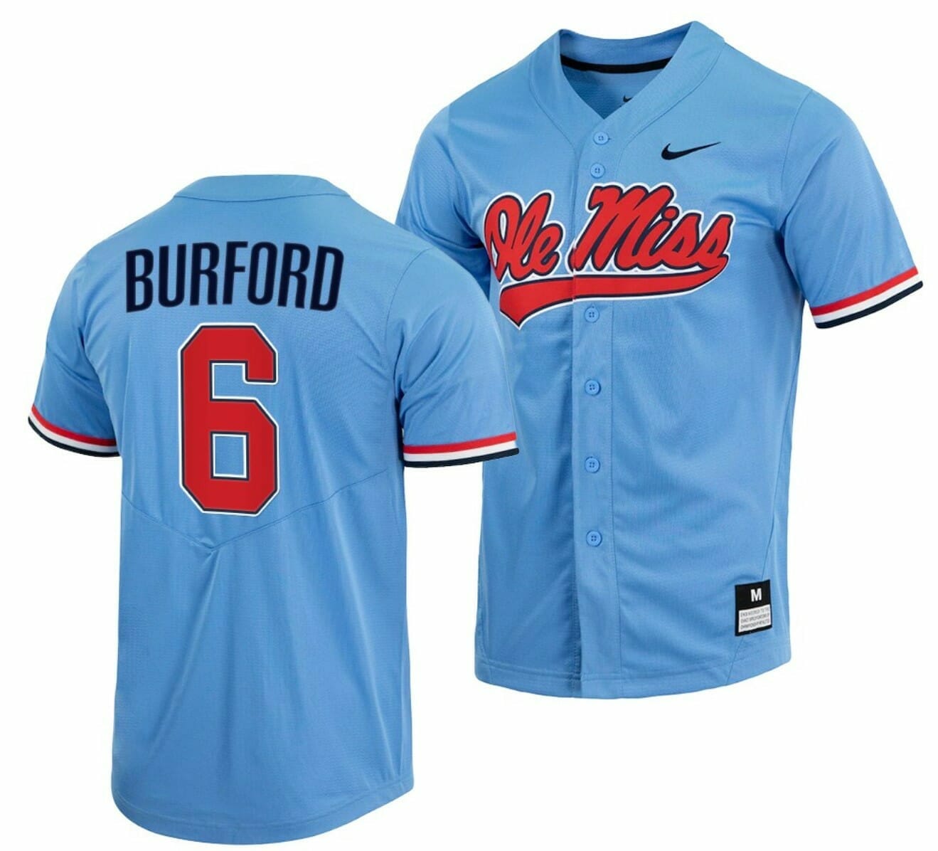 Reagan Burford Jersey Ole Miss Rebels College Baseball Blue #6
