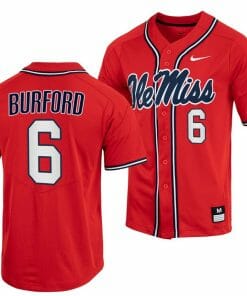 Reagan Burford Jersey Ole Miss Rebels College Baseball Red #6