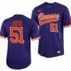 Rocco Reid Jersey Clemson Tigers College Baseball Purple Full Button 51