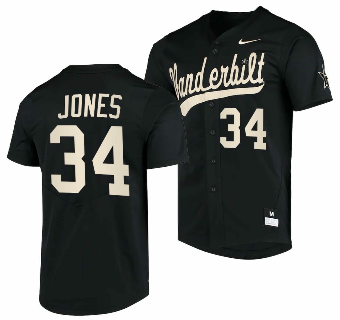 Spencer Jones Jersey Vanderbilt Commodores College Baseball Replica Black #34