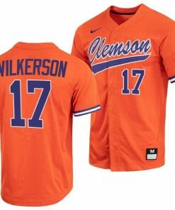 Stevie Wilkerson Jersey Clemson Tigers College Baseball Orange Full-Button #17