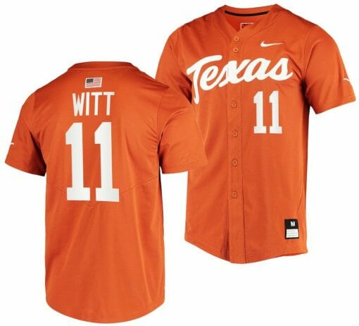 Tanner Witt Jersey Texas Longhorns Baseball NCAA College 2023 MLB Draft Top prospects Orange #11