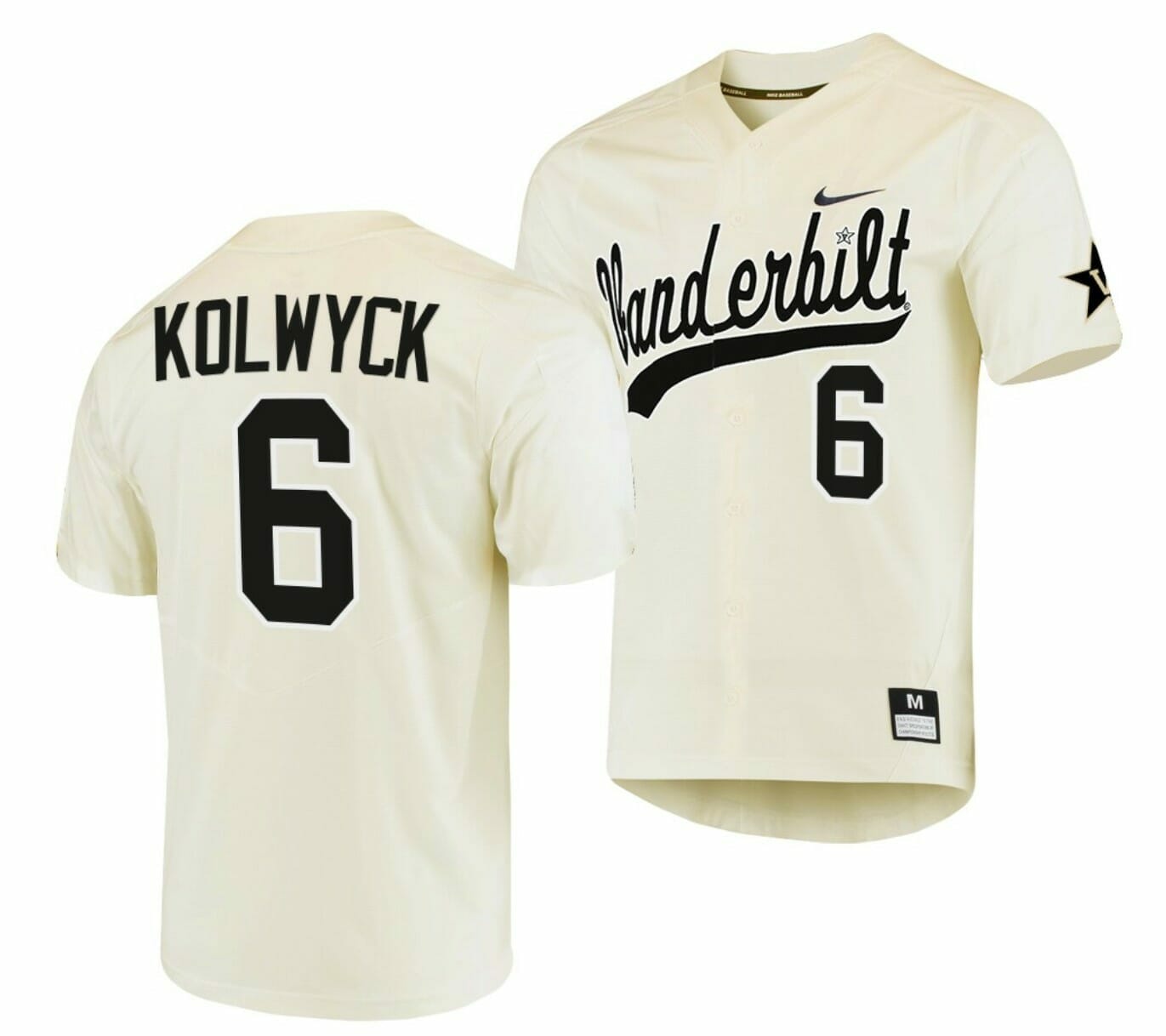 Tate Kolwyck Jersey Vanderbilt Commodores College Baseball Replica Cream #6