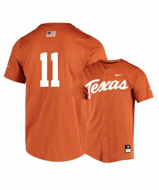 Texas Longhorns 11 Duke Ellis Elite Orange College Baseball Jersey