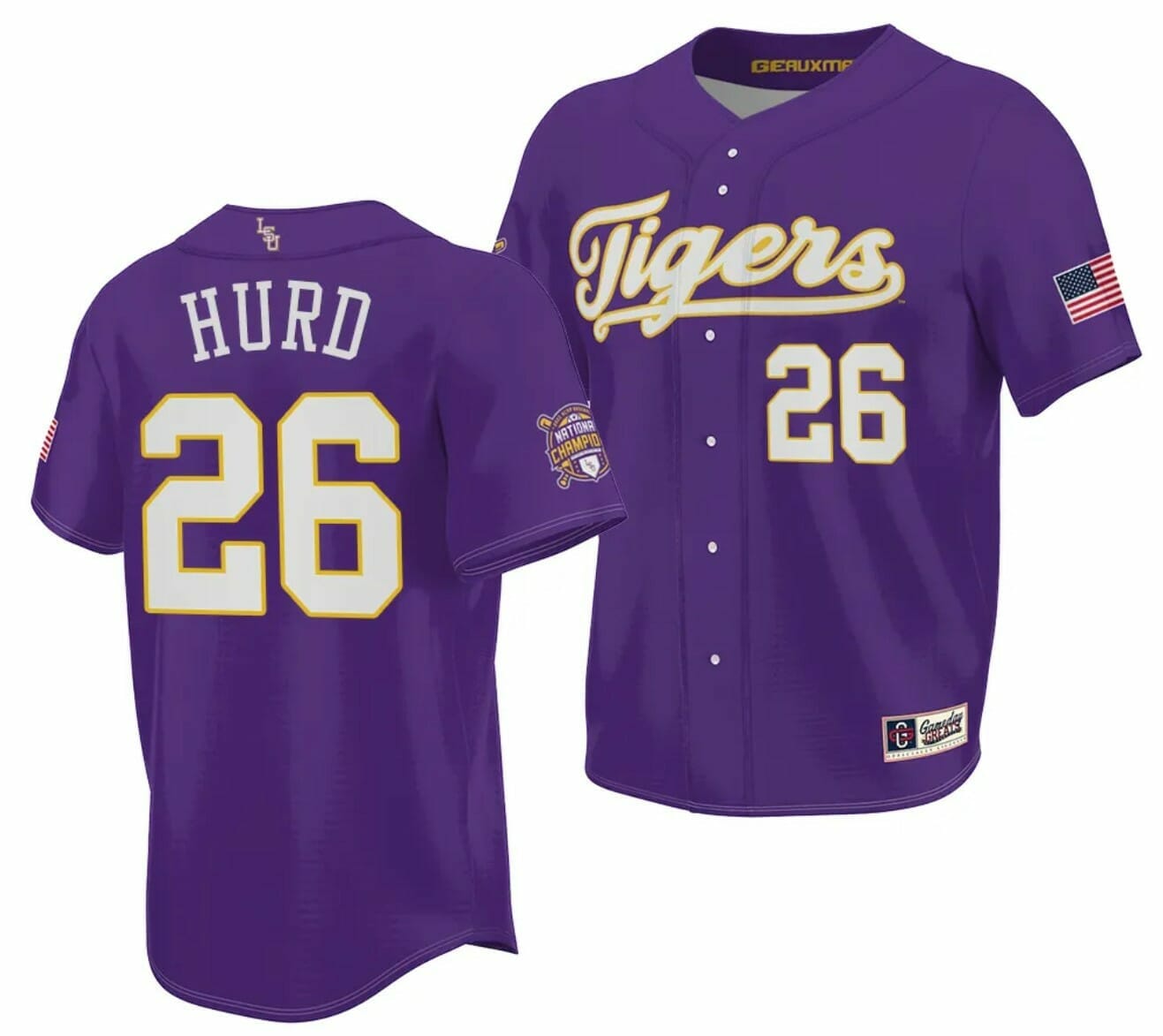 Thatcher Hurd Jersey LSU Tigers NCAA Baseball 2023 College World Series Champions Purple #26