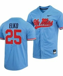 Tim Elko Jersey Ole Miss Rebels College Baseball Full-Button Blue #25