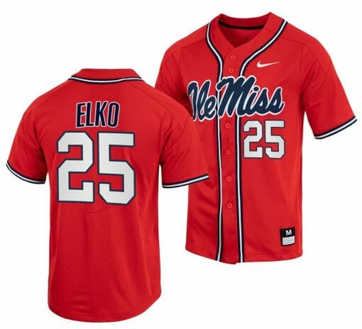 Tim Elko Jersey Ole Miss Rebels College Baseball Red #25