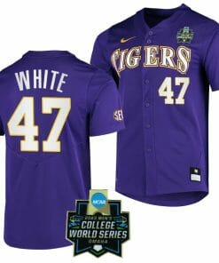 Tommy White Jersey LSU Tigers Baseball NCAA 2023 College World Series Purple #47