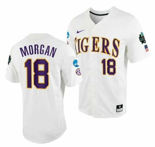 Tre Morgan Jersey LSU Tigers 2023 College World Series NCAA Baseball White #18