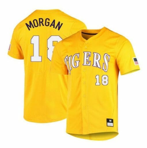 Tre Morgan Jersey LSU Tigers Baseball NCAA College Yellow Alumni #18