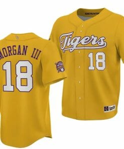 Tre Morgan Jersey LSU Tigers NCAA Baseball 2023 College World Series Champions Gold #18
