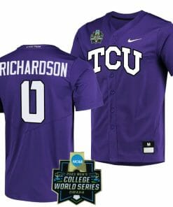 Tre Richardson Jersey TCU Horned Frogs Baseball NCAA 2023 College World Series Purple #0
