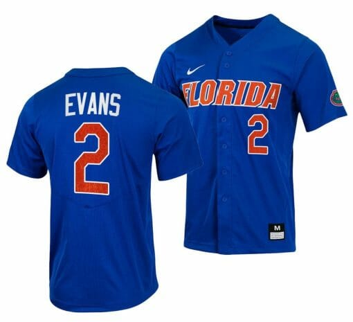 Ty Evans Jersey Florida Gators College Baseball Full-Button Royal #2