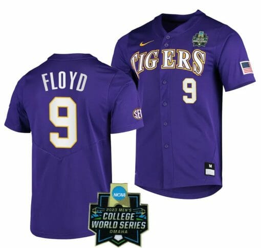 Ty Floyd Jersey LSU Tigers Baseball NCAA 2023 College World Series Purple #9