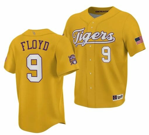 Ty Floyd Jersey LSU Tigers NCAA Baseball 2023 College World Series Champions Gold #9