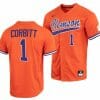 Tyler Corbitt Jersey Clemson Tigers College Baseball Orange Full Button 1